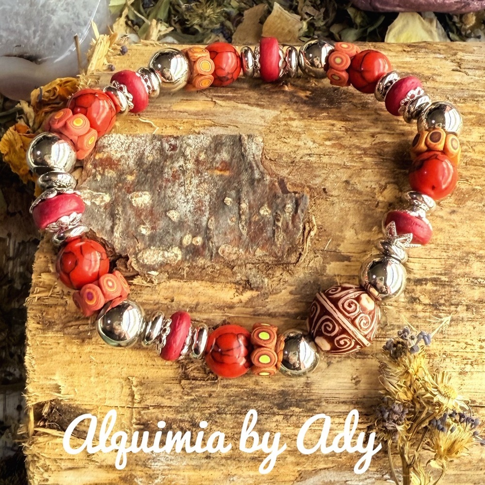 statement bracelet red turquoise